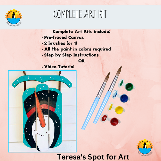 DIY Snowman Face Sled Art Kits for Kids and Adults