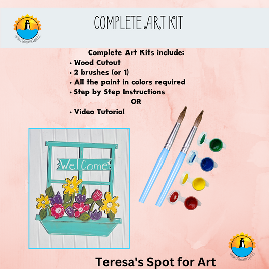 Window Box with Spring Flowers Art Kit