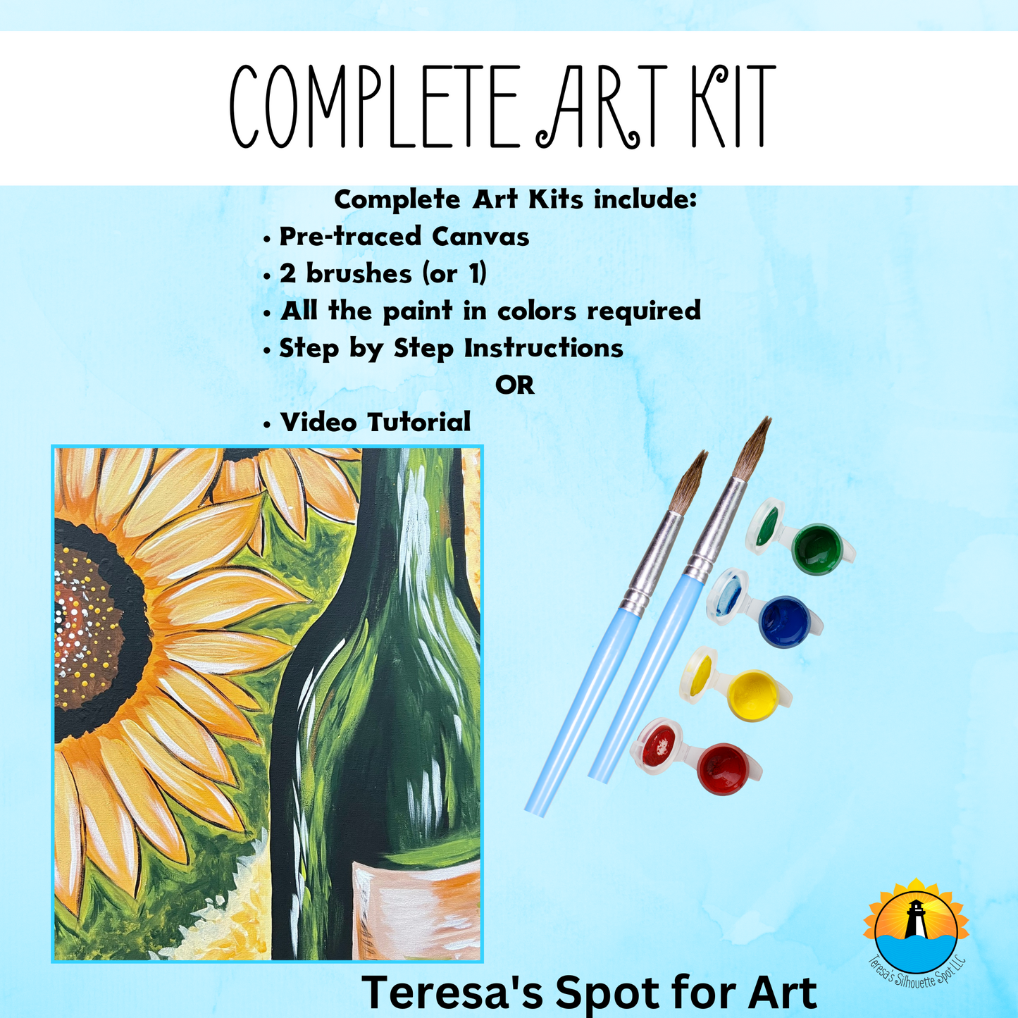 Spring Picnic Wine and Sunflowers Complete Acrylic Art Kit