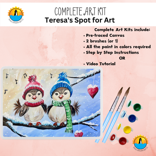 Valentine's Day Winter Love Birds Complete Art Kit