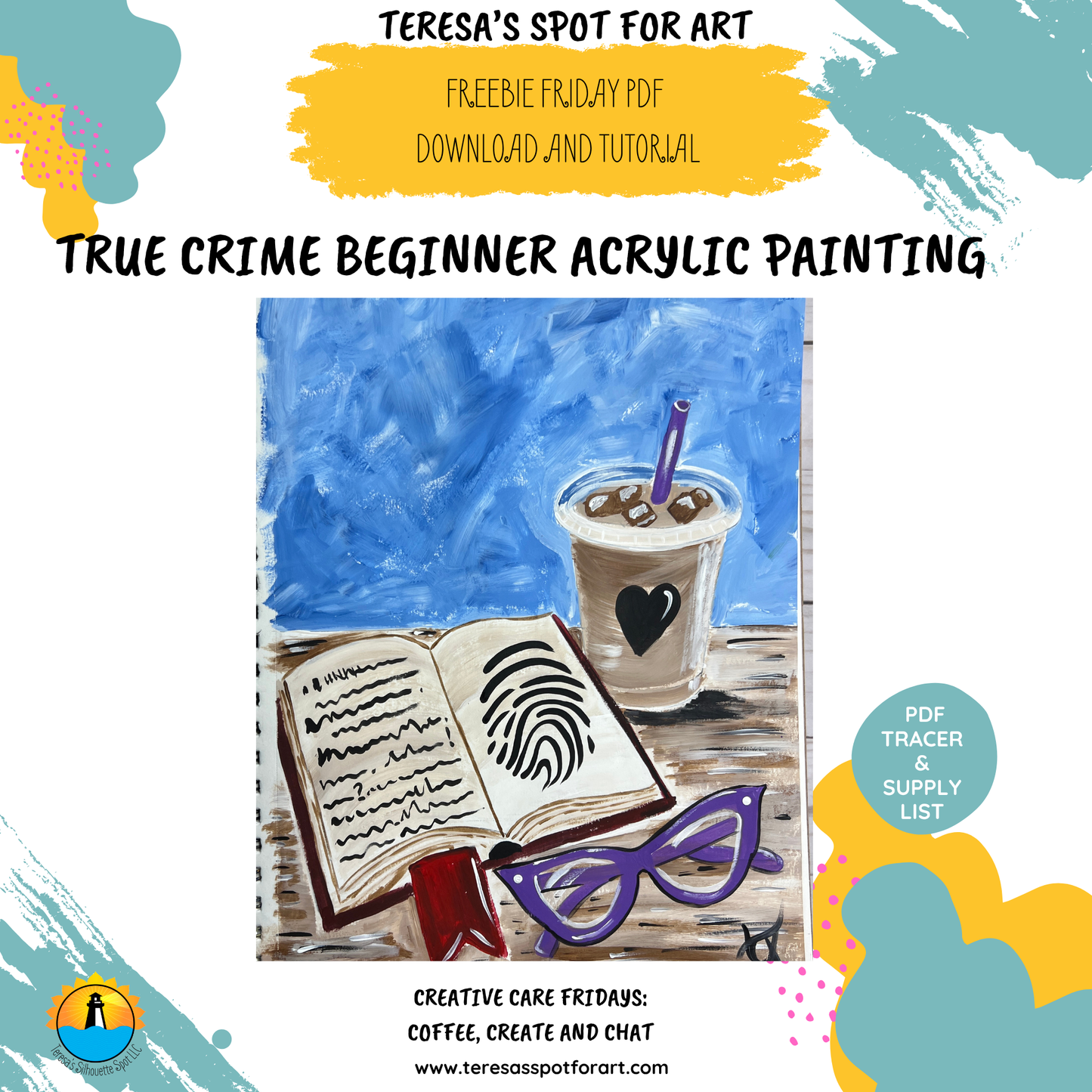 Beginner Acylic Painting Tracer Stencil: True Crime Design