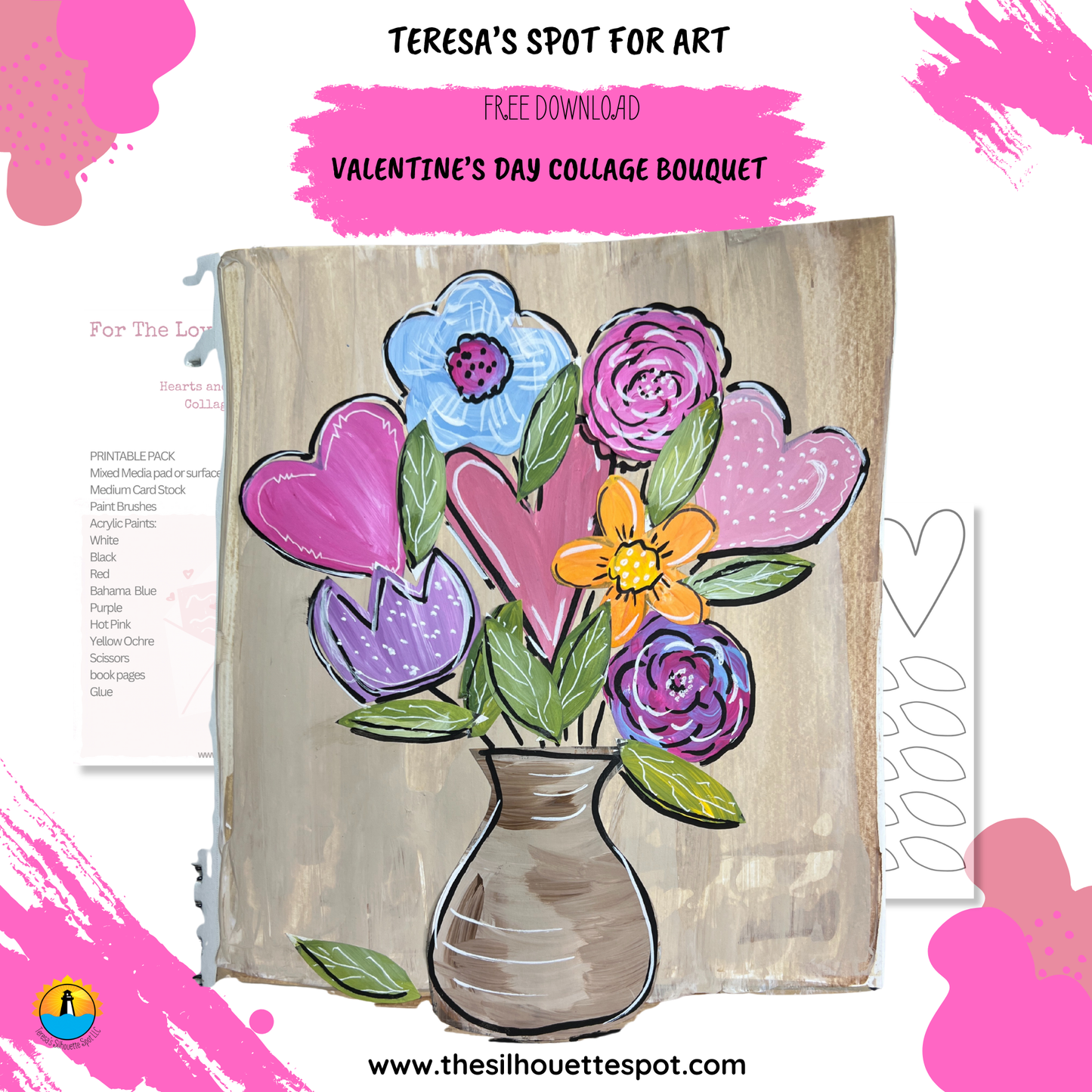 Valentine's Day Flower and Heart Collage (Printable Digital Download)