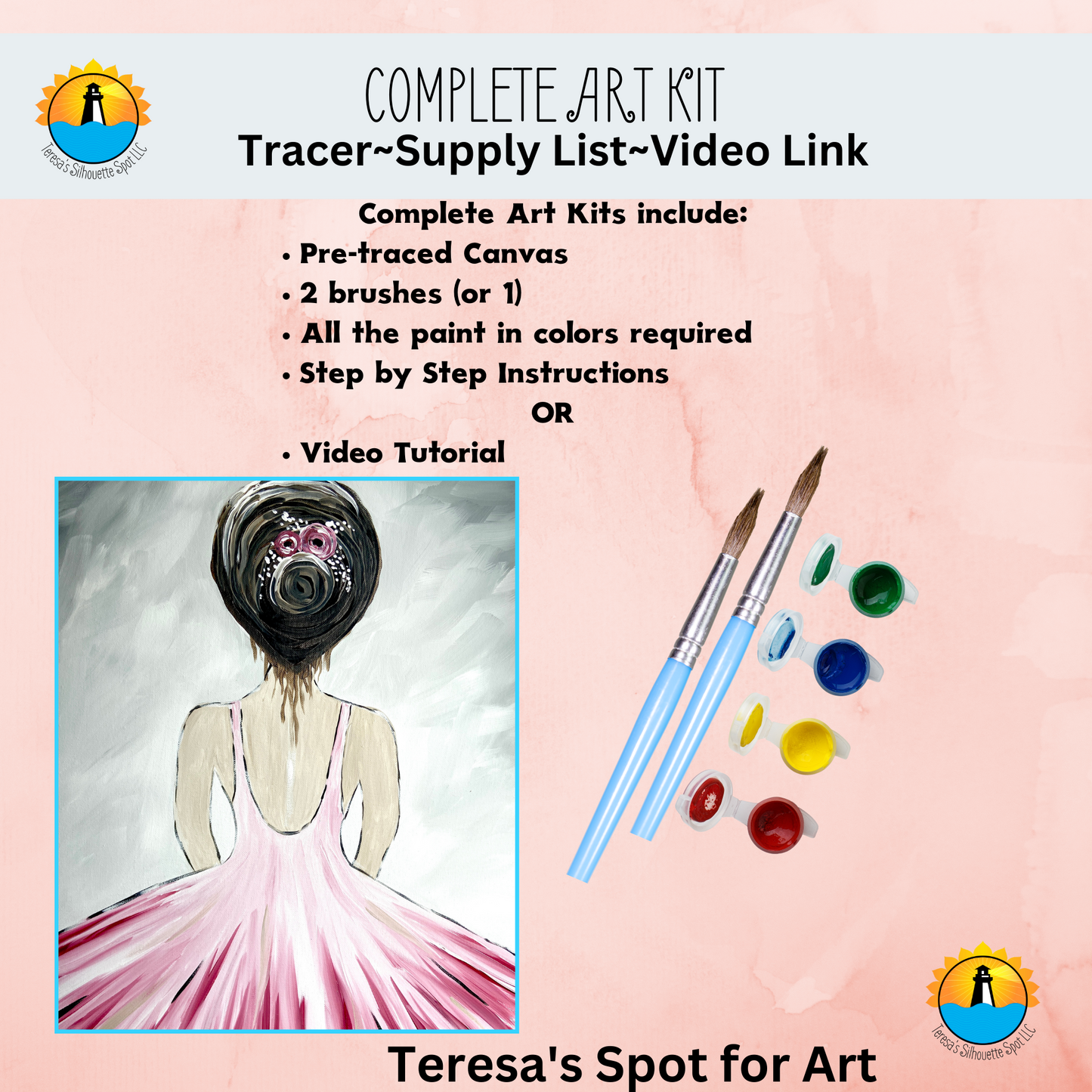Ballerina Canvas Complete Art Kit! Virtual at home Ballerina DIY Art! Great For Beginners!