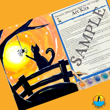 Load image into Gallery viewer, Halloween Black Cat &amp; Spider Canvas Complete Art Kit! At home Black Cat &amp; Spider DIY Art Kit! At Home Halloween Paint Party! Great For Beginners!
