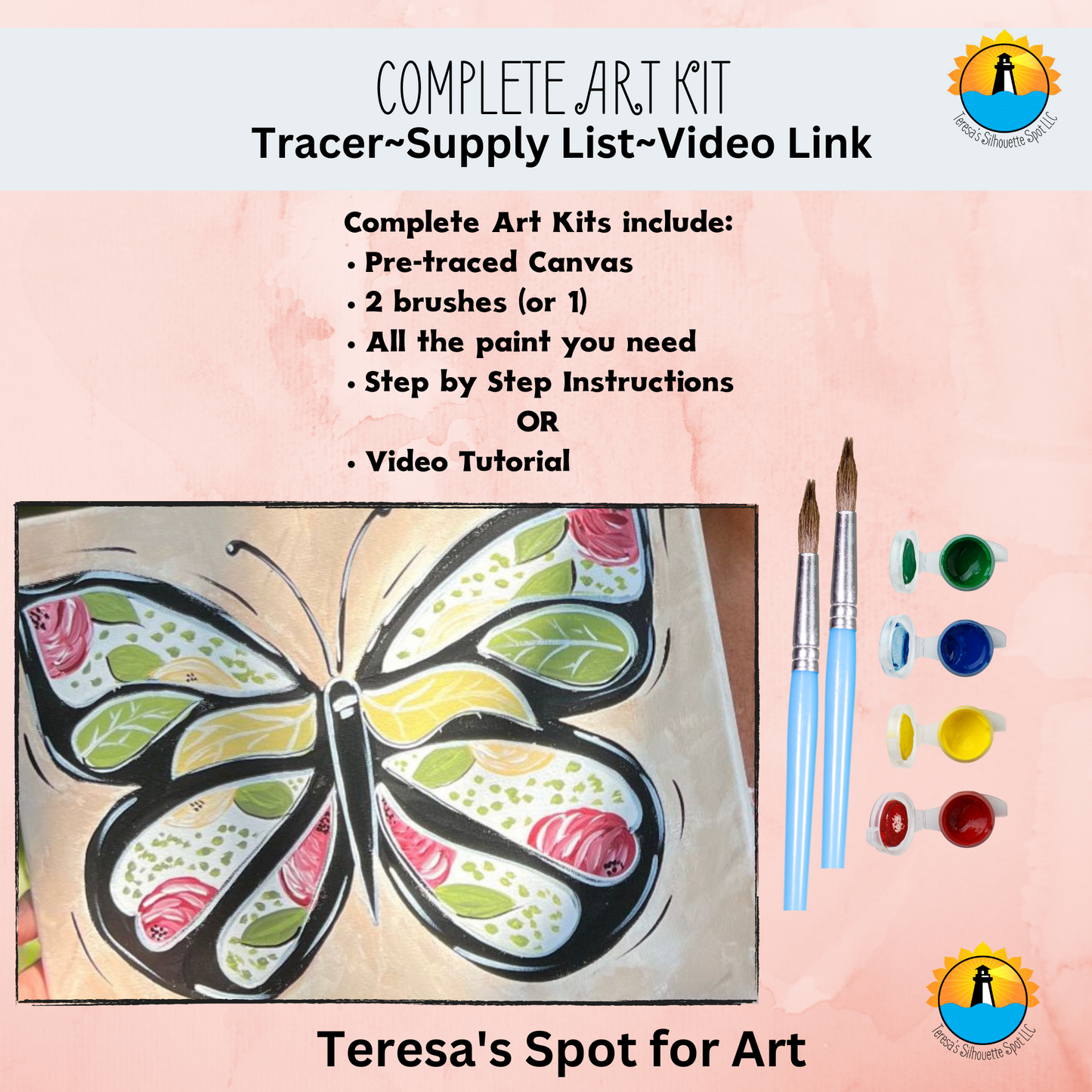 Boho Floral Butterfly Complete Art Kit
