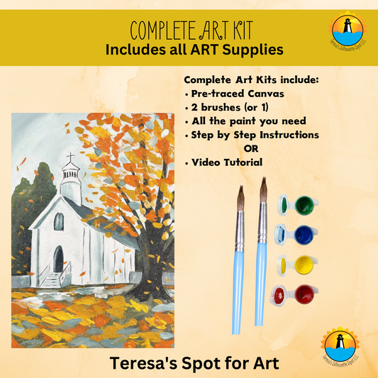 Fall Chapel Complete Art Kit! At home Beginner DIY Art Kit! Great For Beginners!