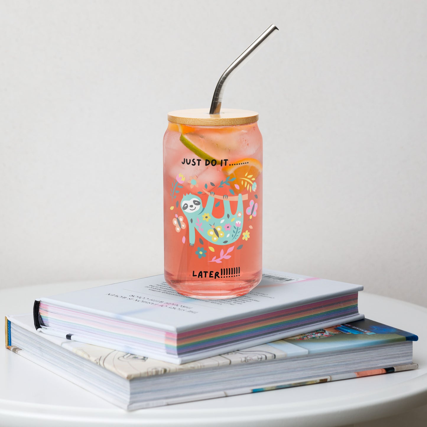 Sloth Themed Can-shaped glass
