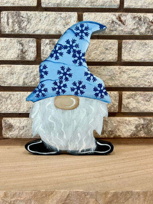 Chunky Shelf Sitter Wood Gnome for Christmas and Winter
