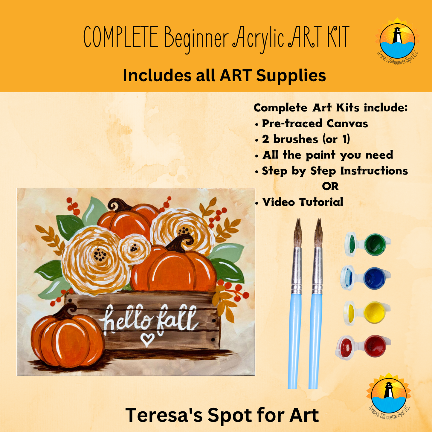Fall Pumpkins Crate Complete Art Kit For at Home Halloween Art Party