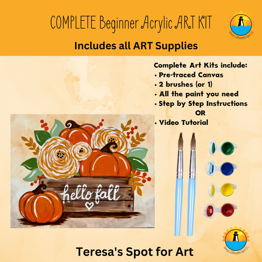 Fall Pumpkins Crate Complete Art Kit For at Home Halloween Art Party