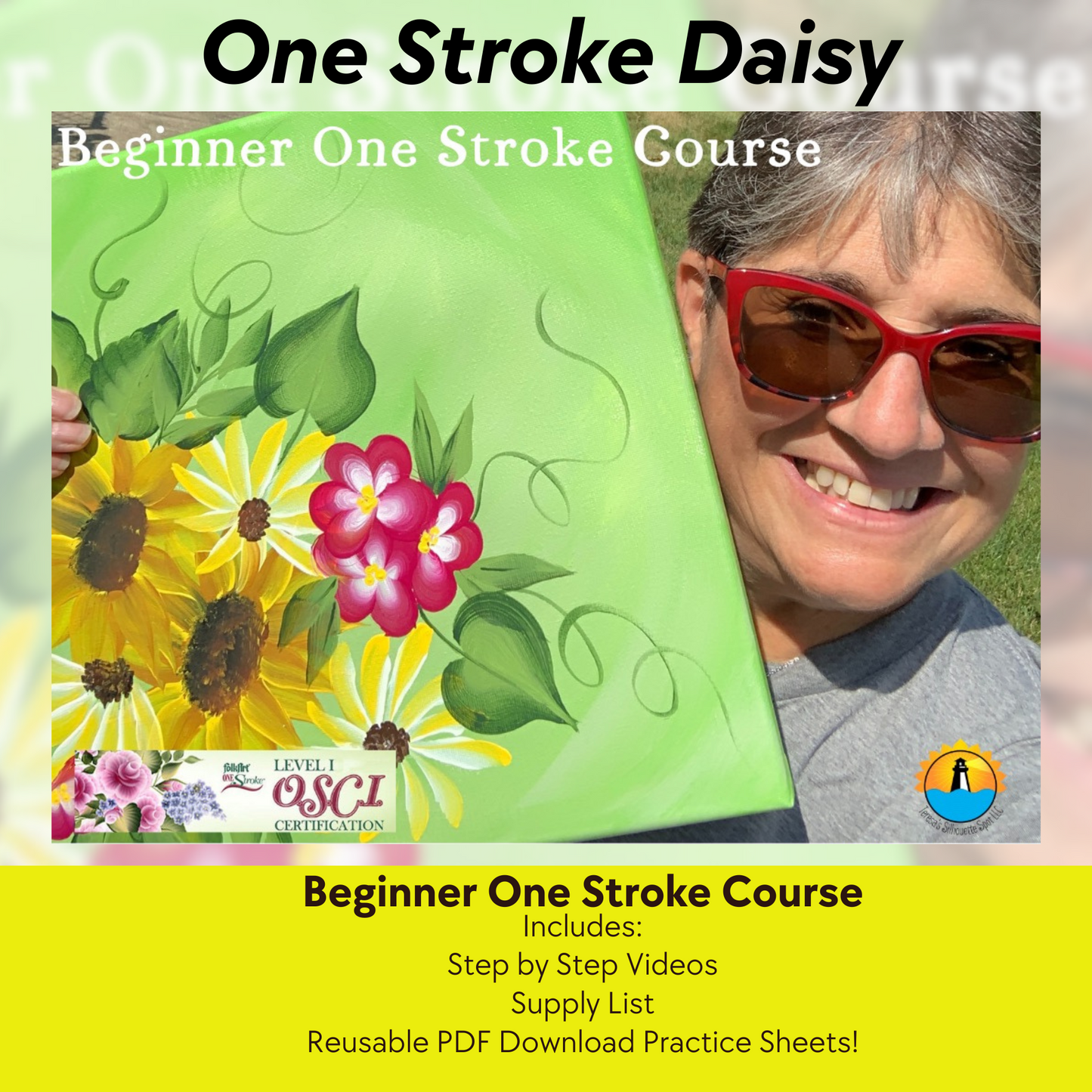 Step By Step Beginner One Stroke Paint Tutorial -One Stroke Daisy, Sunflower and 5-Petal Flower