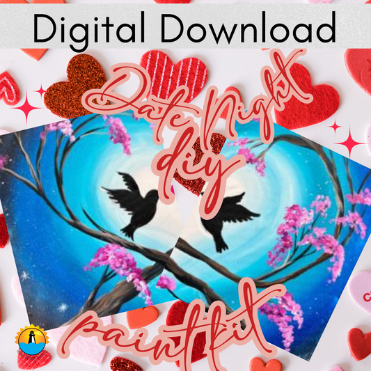 Date Night Paint at Home Step by Step Digital Download Art Kit for Beginner: Love Doves
