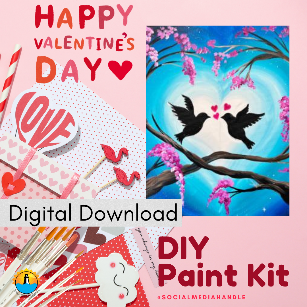 Date Night Paint at Home Step by Step Digital Download Art Kit for Beginner: Love Doves