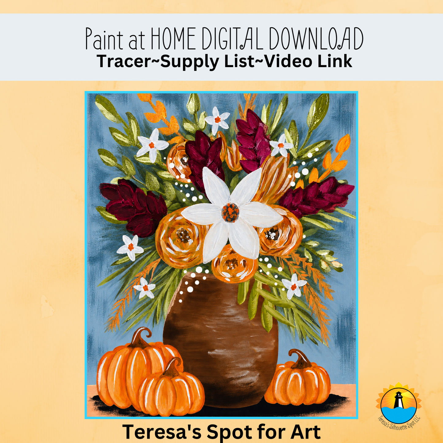 Fall Florals Beginner Acrylic Painting Tutorial | Digital Painting Kit