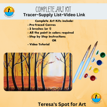 Load image into Gallery viewer, How to Paint Fall Trees Canvas Complete Art Kit! At home Fall Trees Landscape DIY Art Kit! At Home Fall Paint Party! Great For Beginners!
