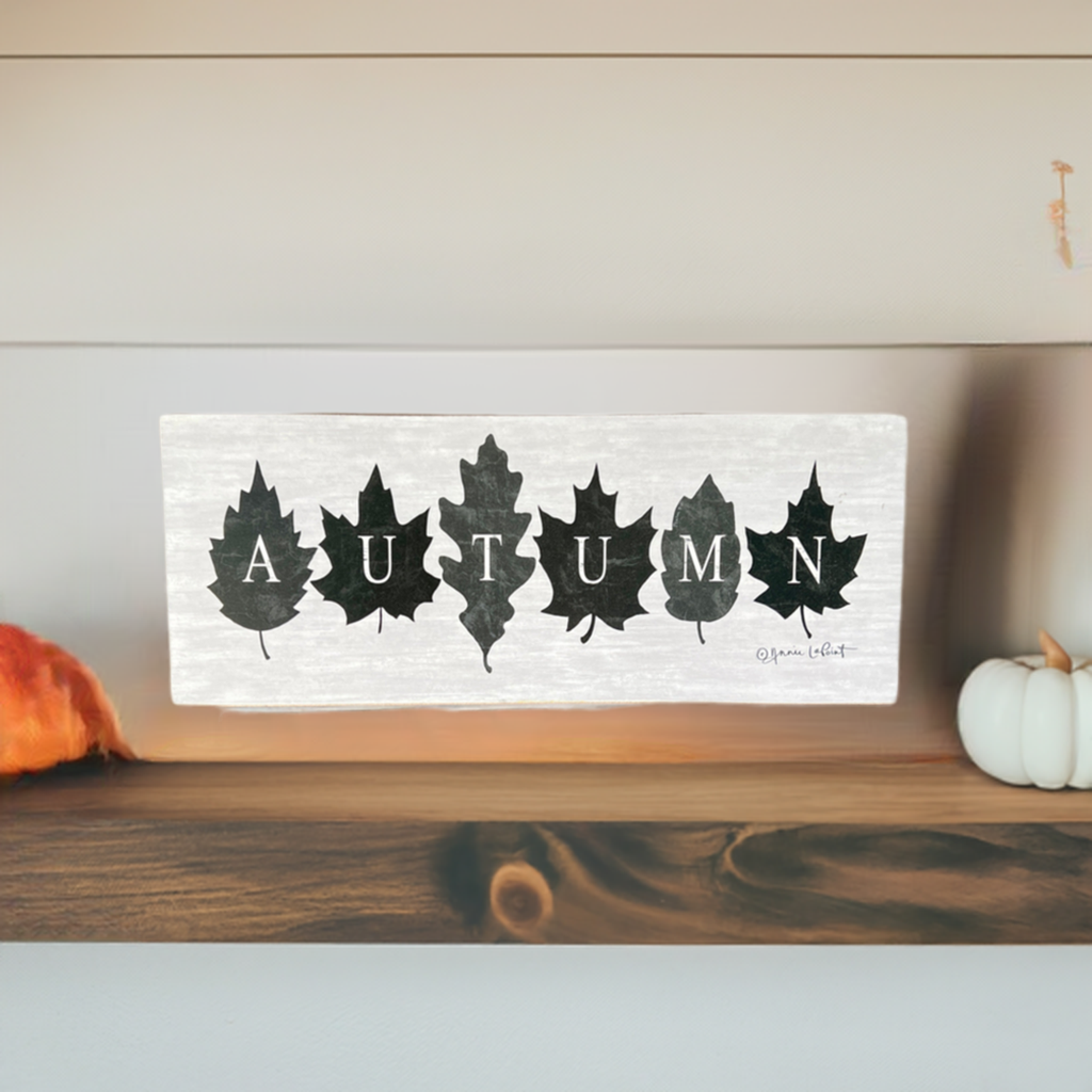 Autumn Leaves Farmhouse Rustic Wood Home Decor Sign for Fall