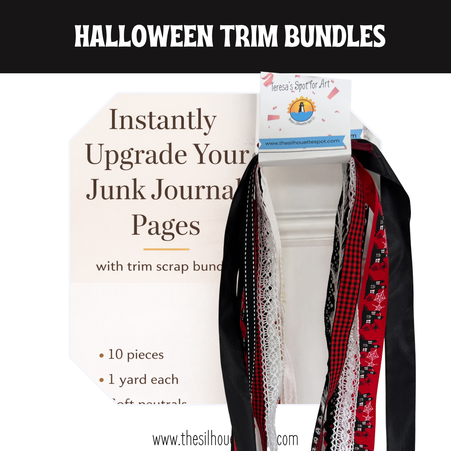 Halloween Trim Bundle Assorted Ribbons, Twines and Trims
