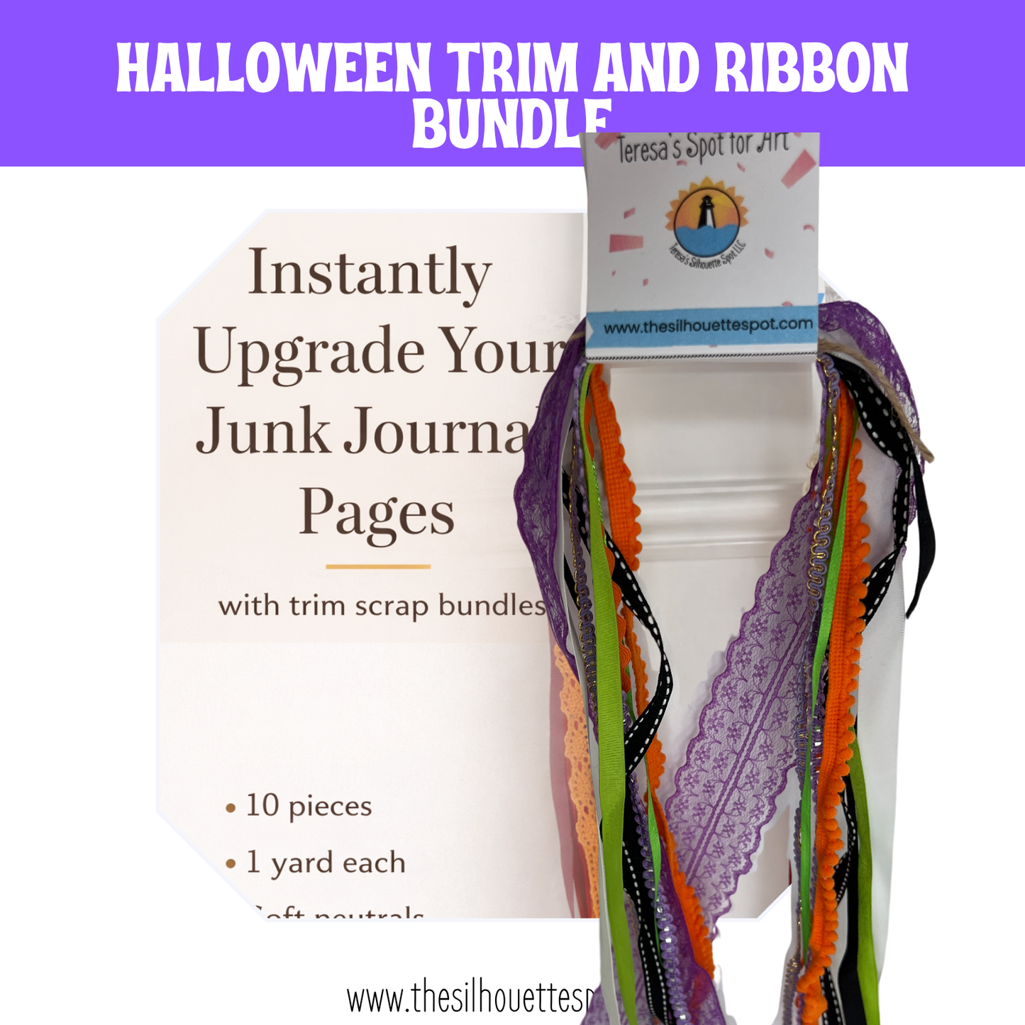 Halloween Trim Bundle Assorted Ribbons, Twines and Trims