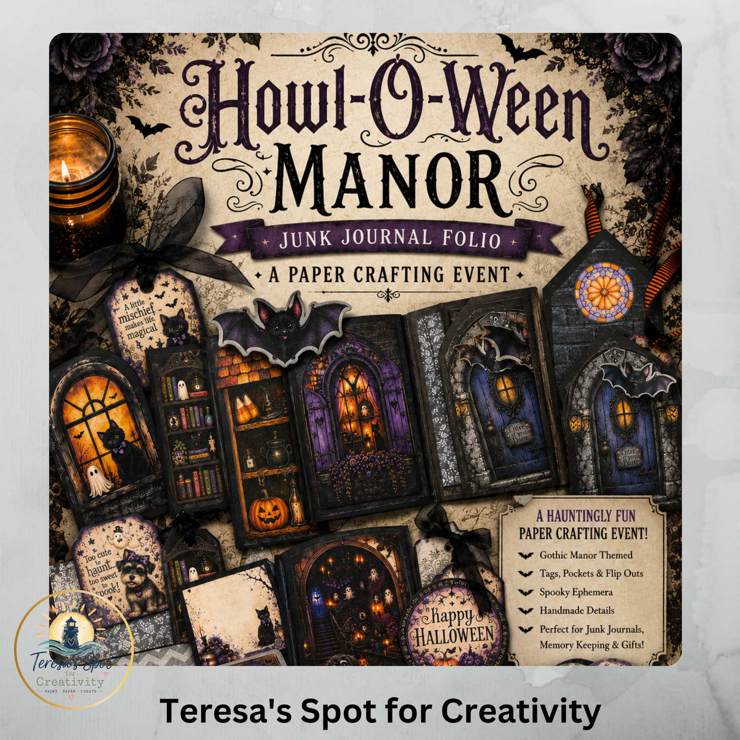 HalloWeen Manor "Mini Kit" Loaded Interactive Journal Folio PDF Kit