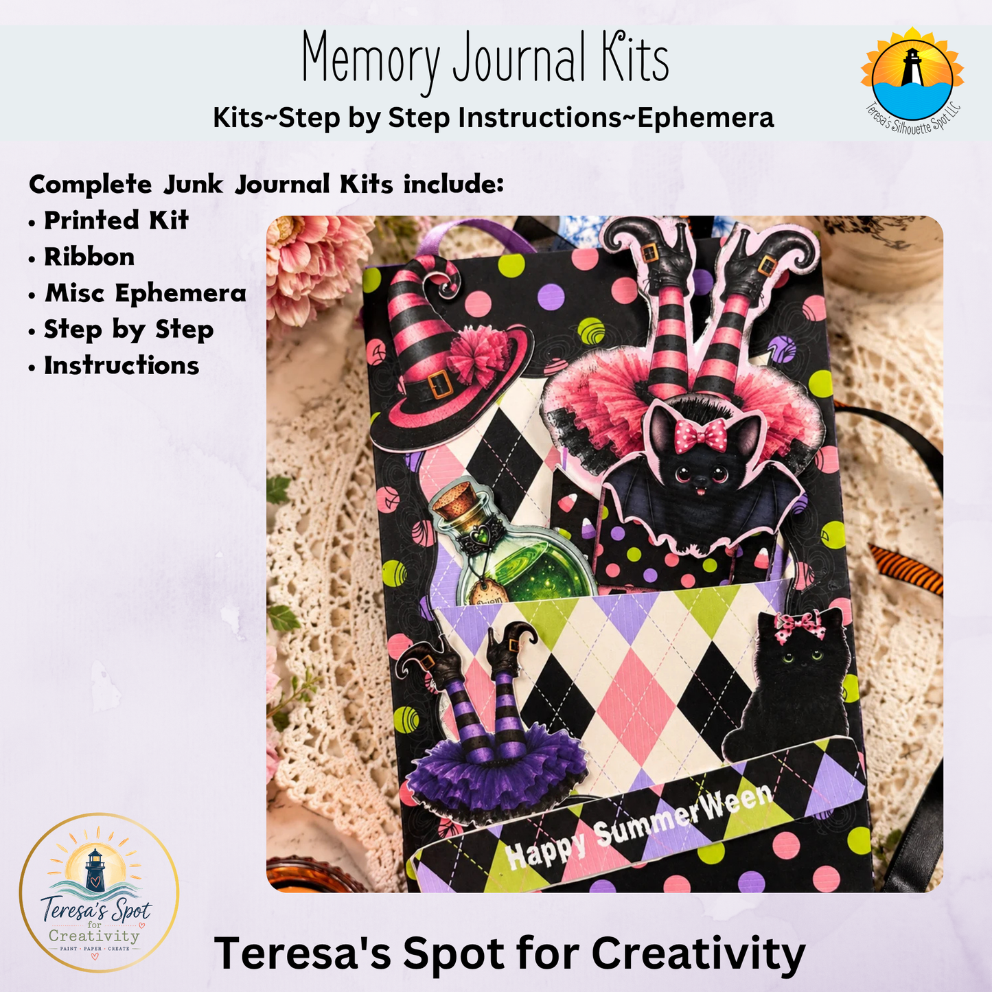 Halloween Junk Journal Printable Kit | 14-Page Cute & Whimsical Halloween Journal PDF