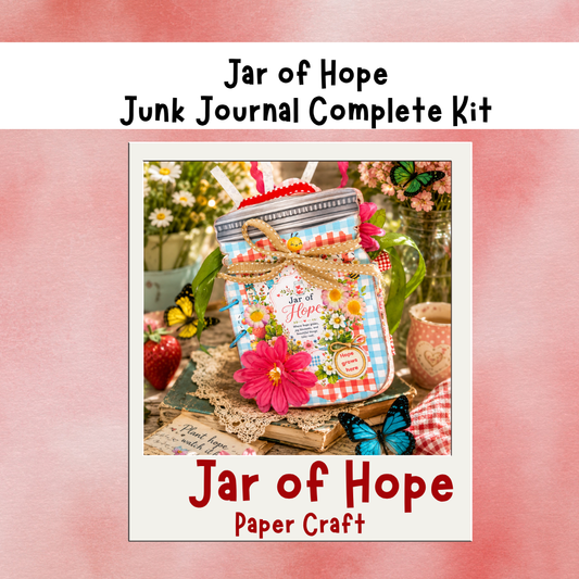 Jar of Hope Inspirational Junk Journal & Folio Kit, Memory Keeper Folio 19-Page Printed Bundle + Video Instructions