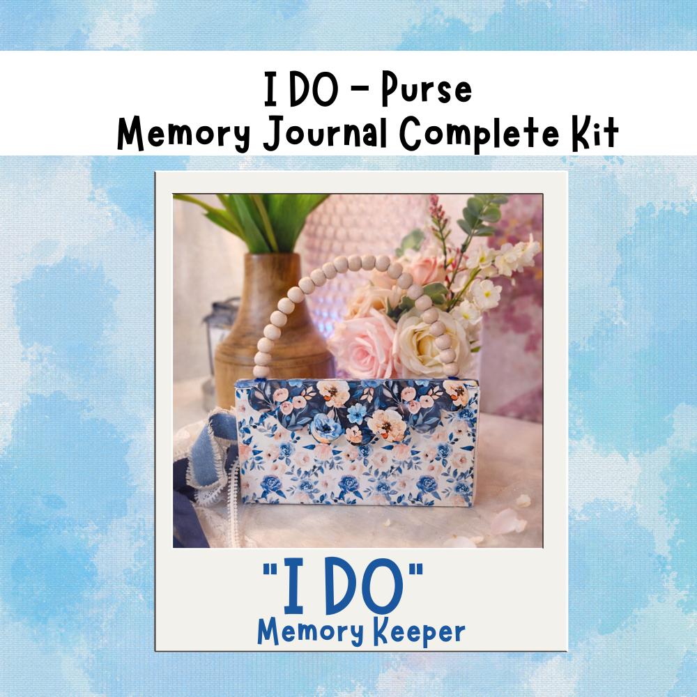 Something Borrowed Blue Wedding or Bridal Shower Junk Journal Kit, Memory Keeper Folio 26-Page Printed Bundle + Video Instructions