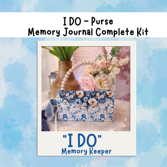 Something Borrowed Blue Wedding or Bridal Shower Junk Journal Kit, Memory Keeper Folio 26-Page Printed Bundle + Video Instructions