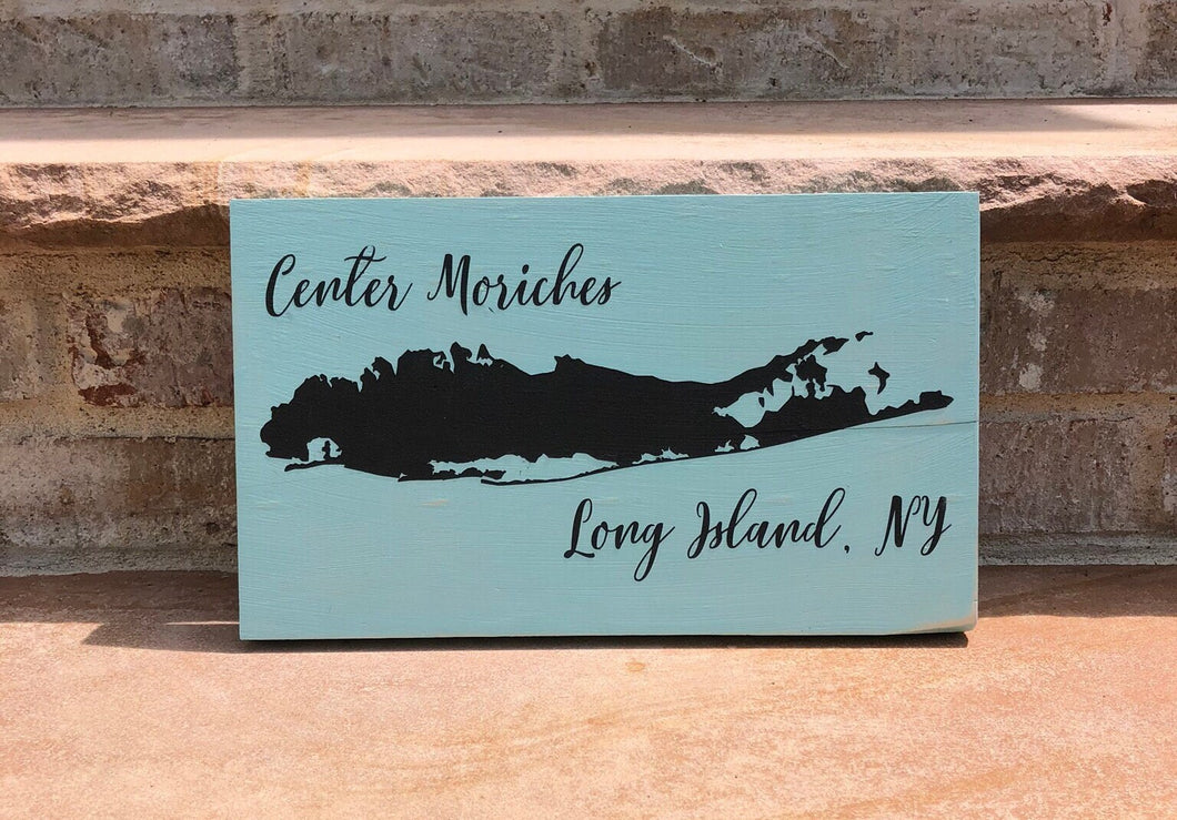 Long Island, NY map sign-Personalized on Rustic Wood and Customized with your Long Island, New York Town
