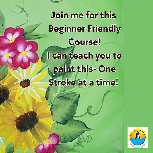 Step By Step Beginner One Stroke Paint Tutorial -One Stroke Daisy, Sunflower and 5-Petal Flower