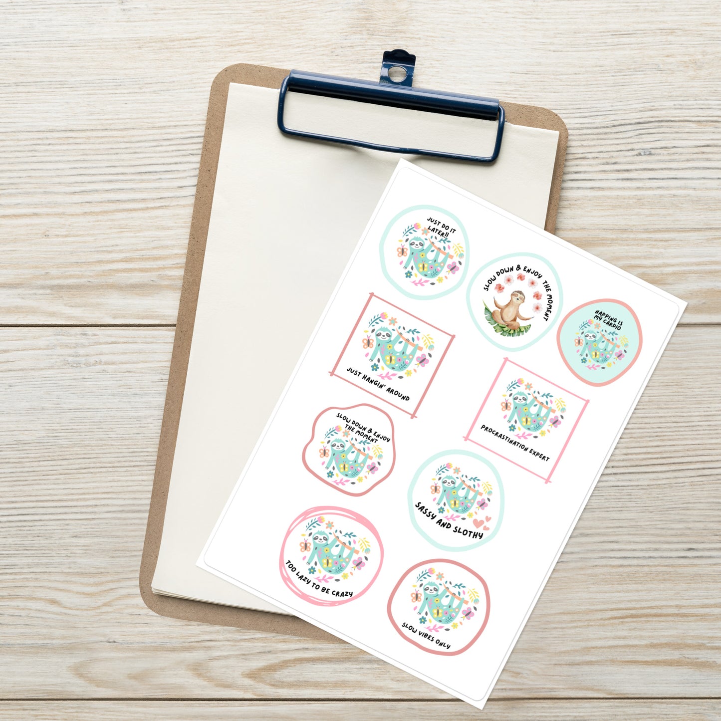 Sloth themed Sticker sheet