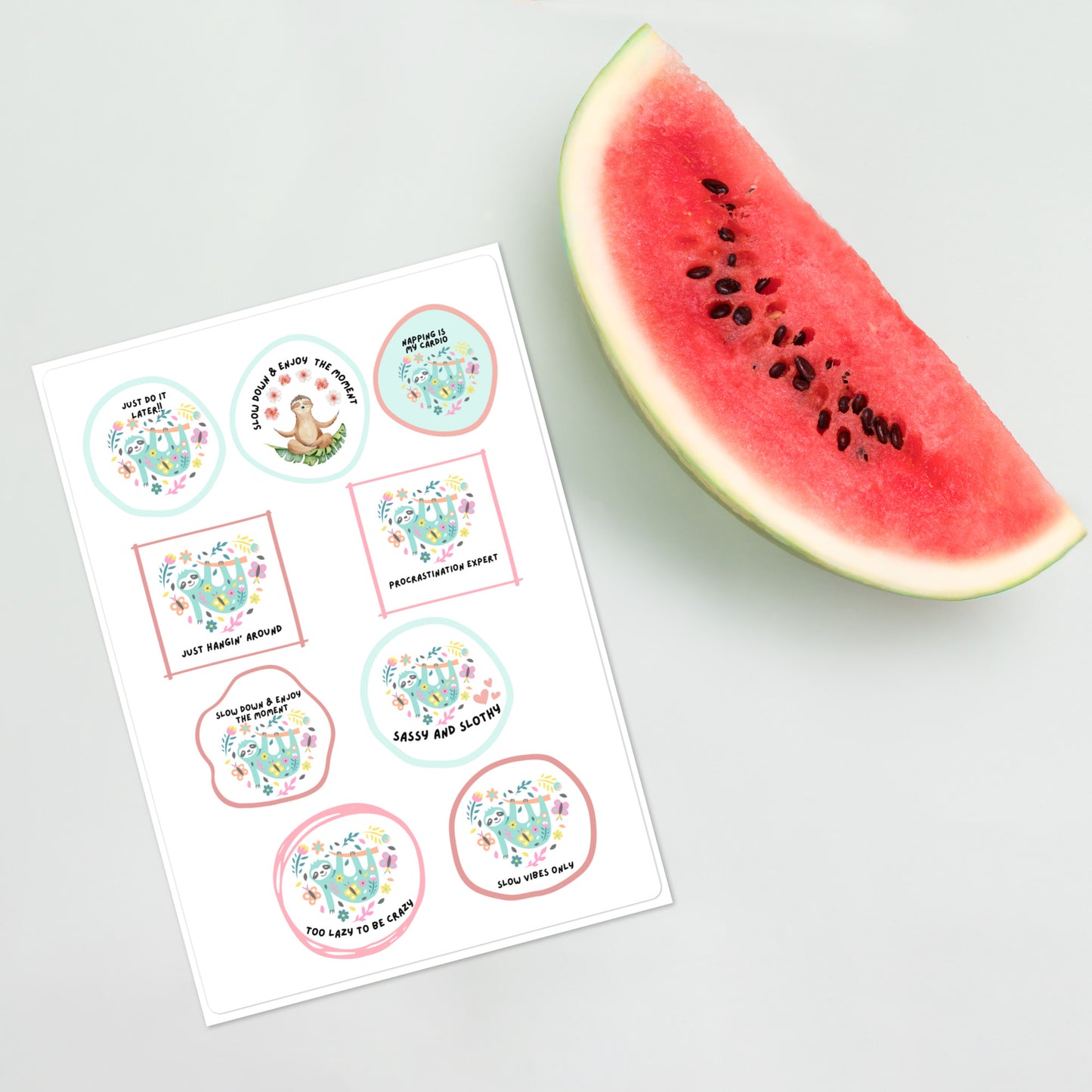 Sloth themed Sticker sheet
