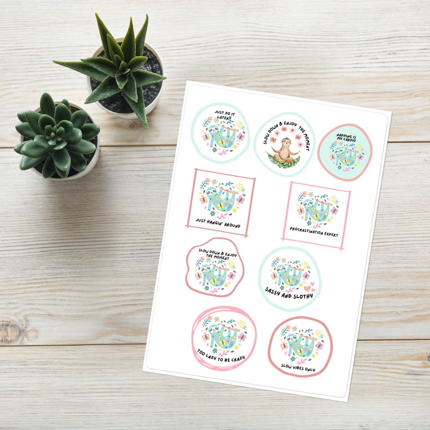 Sloth themed Sticker sheet