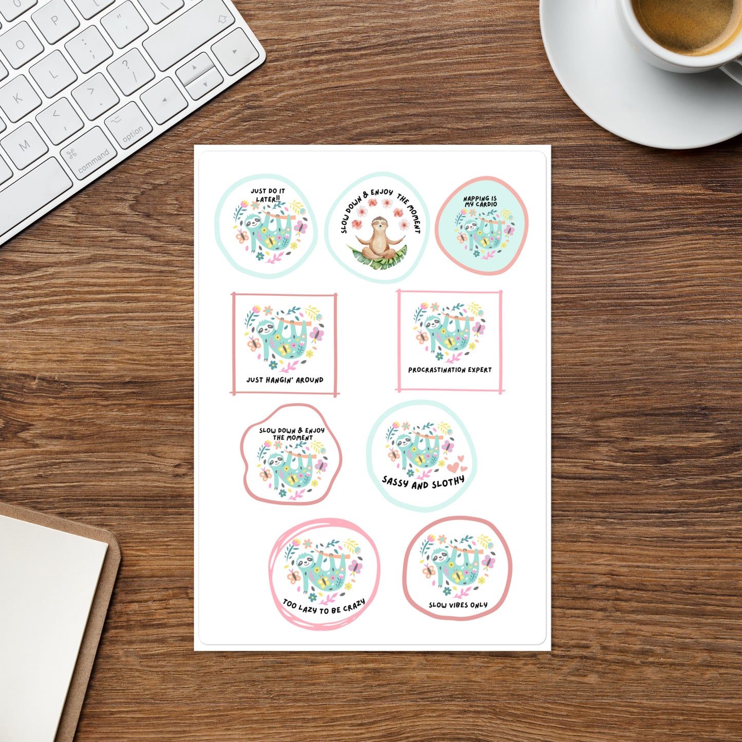 Sloth themed Sticker sheet