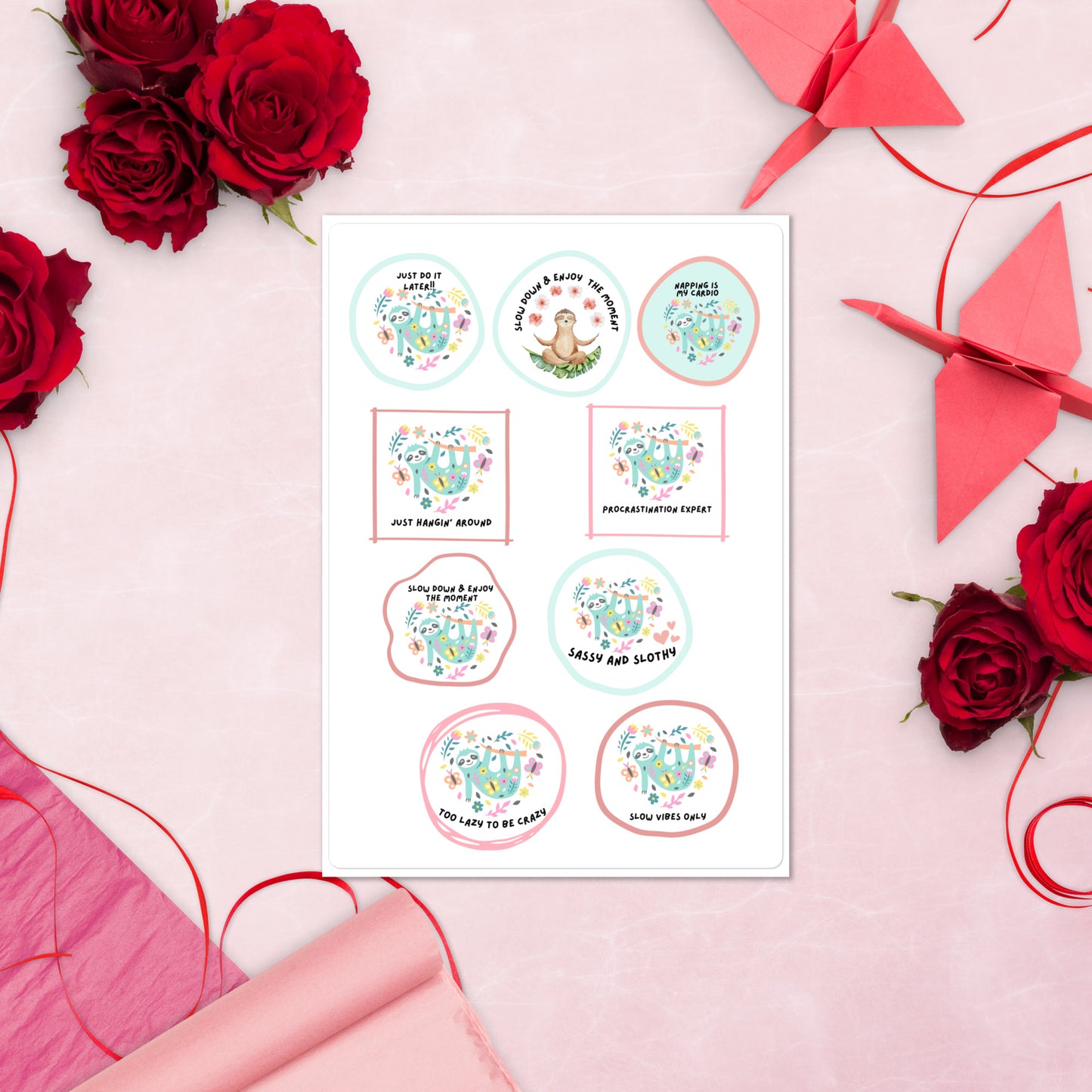 Sloth themed Sticker sheet