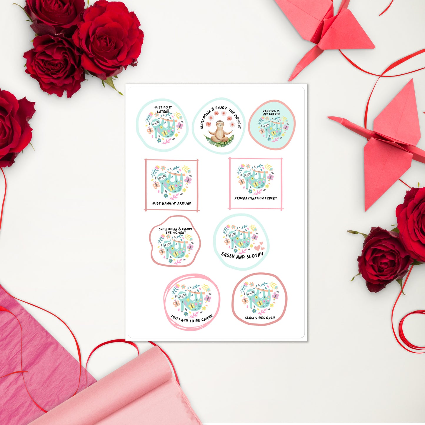 Sloth themed Sticker sheet