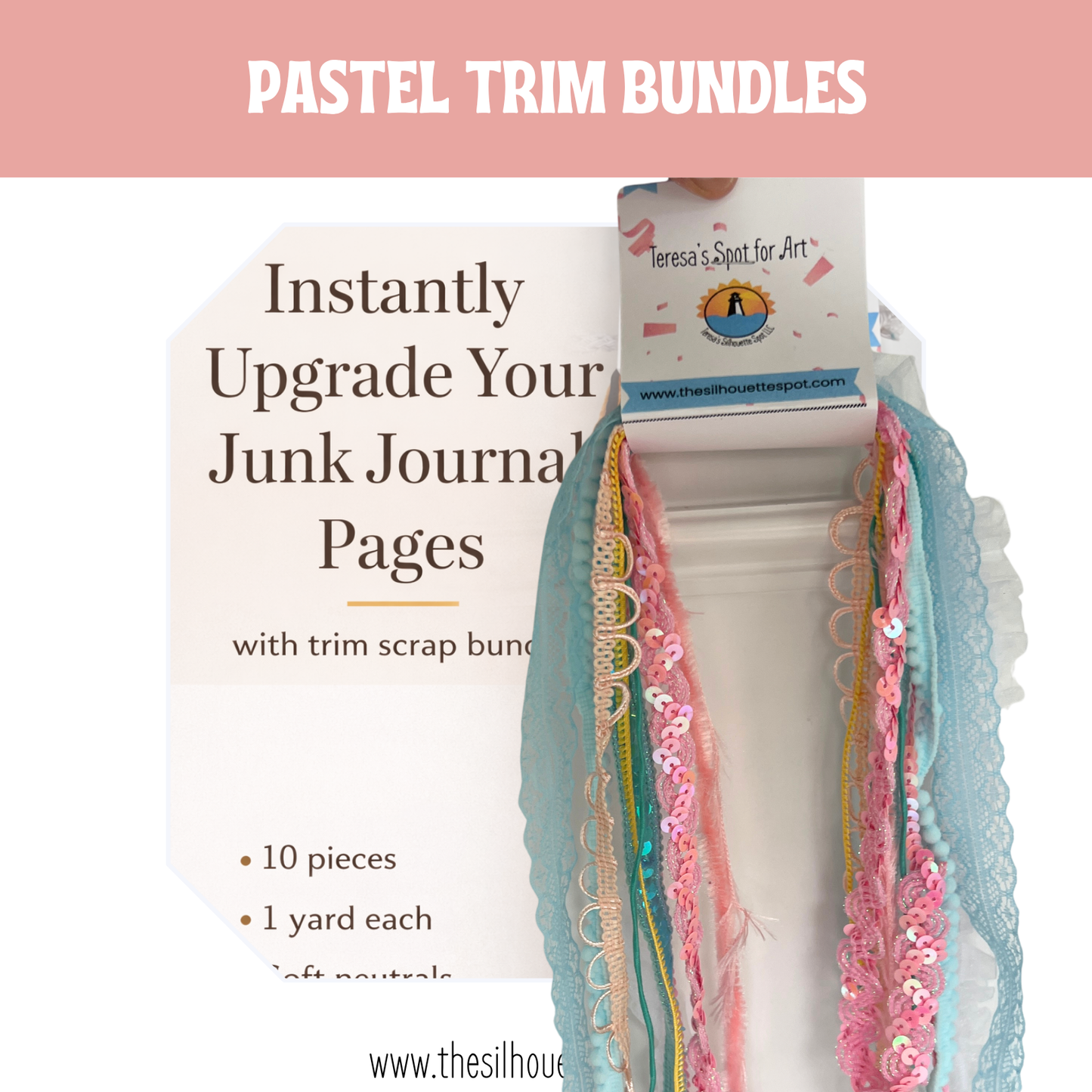 Pastels Collection Trim Bundle Assorted Ribbons, Twines and Trims
