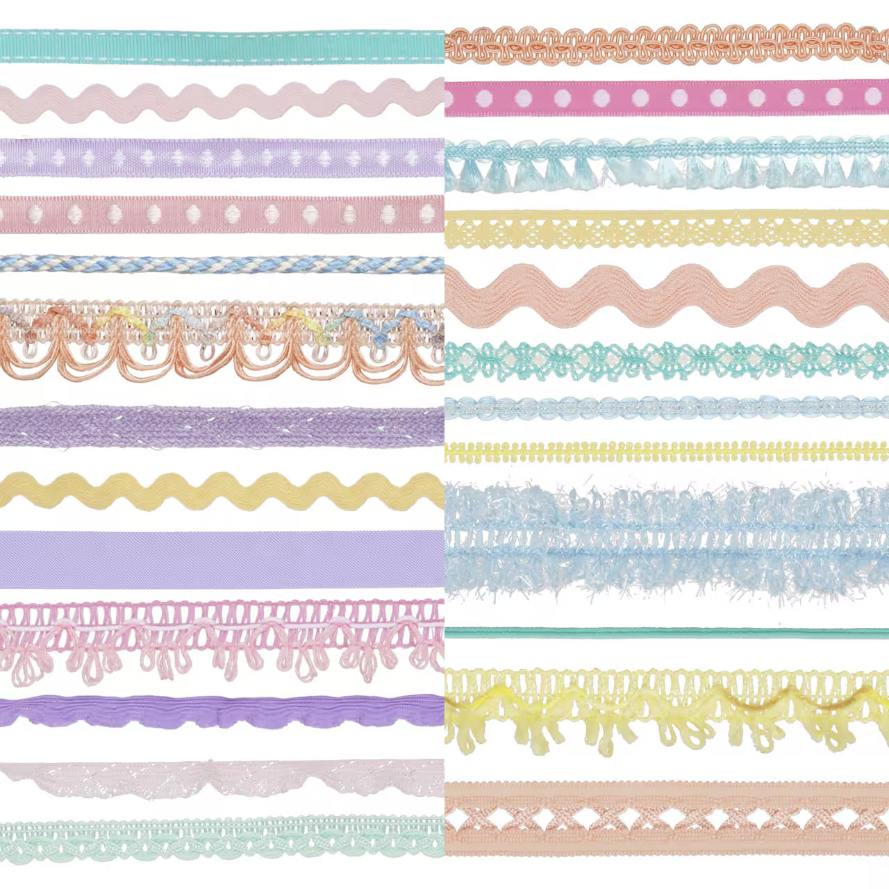 Pastels Collection Trim Bundle Assorted Ribbons, Twines and Trims