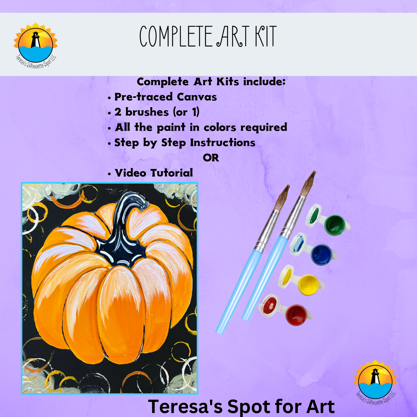 Big Pumpkin Complete Fall Art Kit For at Home Halloween Art Party
