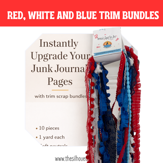 Red, White and Blue Trim Bundle Assorted Ribbons, Twines and Trims