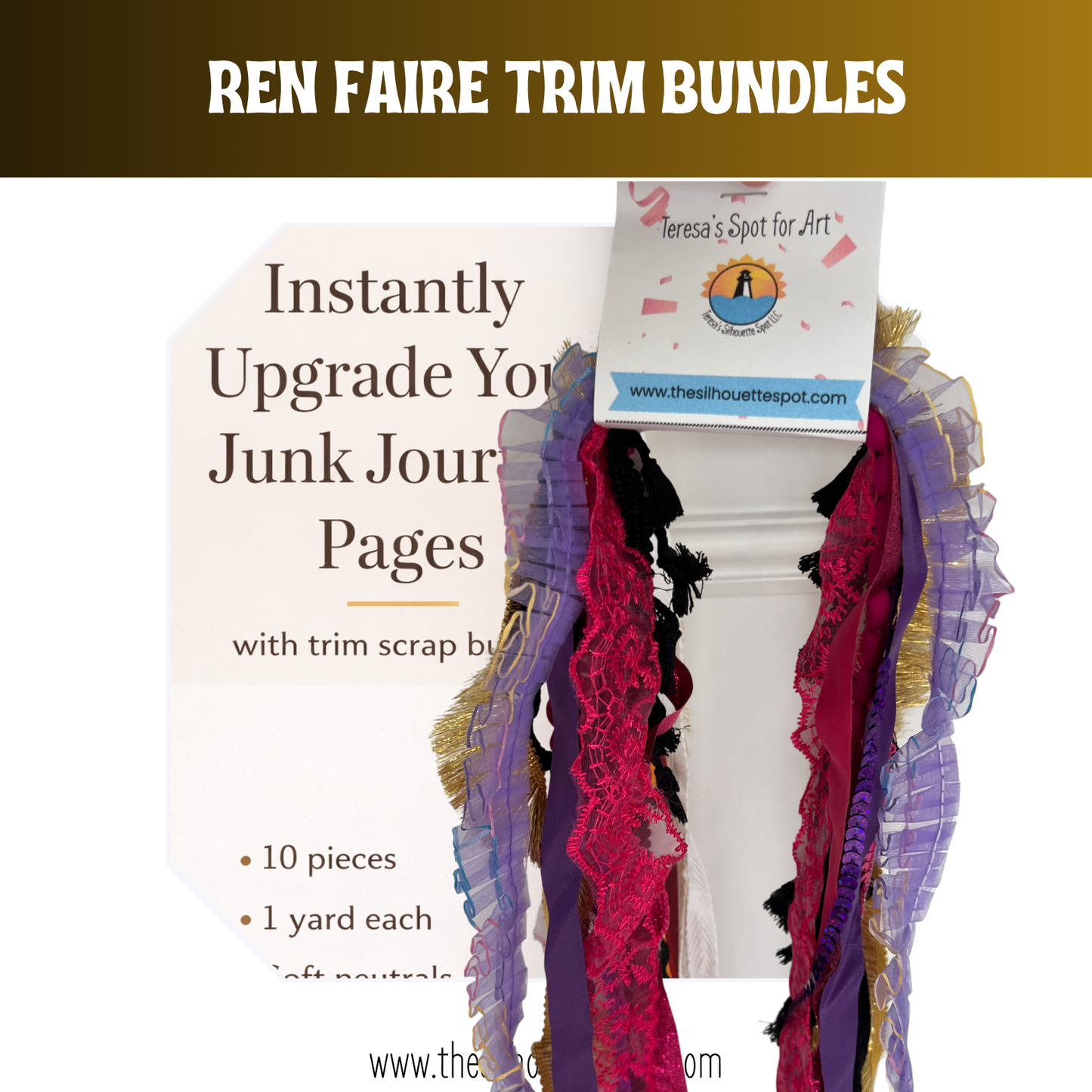Renaissance Faire Collection Trim Bundle Assorted Ribbons, Twines and Trims