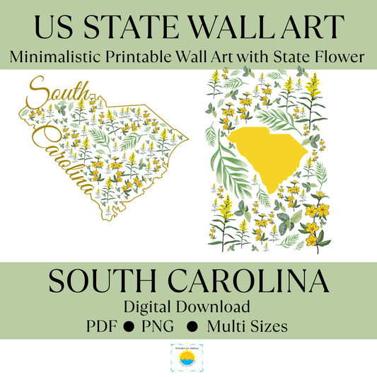 South Carolina State & State Flower Printable Wall Art – Digital Download