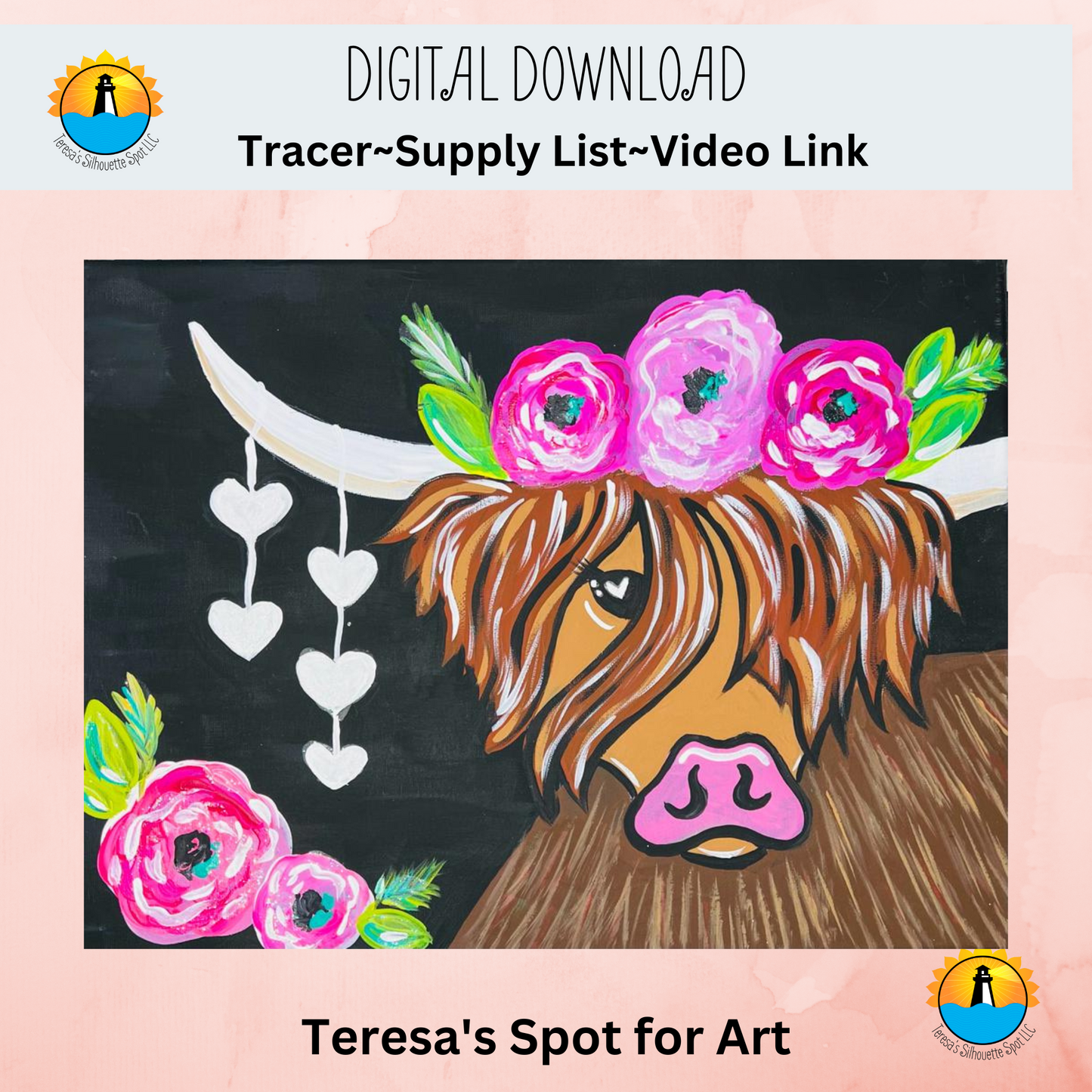 Spring Highlander Cow Virtual Paint Night