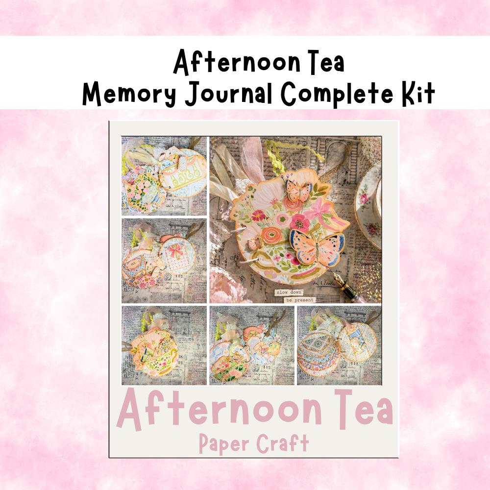 Tea Party Junk Journal Kit, Shabby Chic Scrapbooking Folio, Printable Memory Keeper Folio 19-Page Printed Bundle + Video Instructions