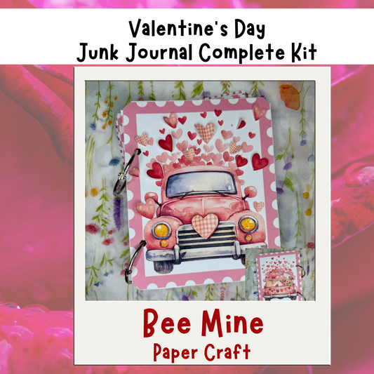 Vintage Truck Folio Junk Journal Kit, Valentine's Day, Tutorial, Paper Crafting, Memory Keeper 21-Page Printed Bundle + Video Instructions