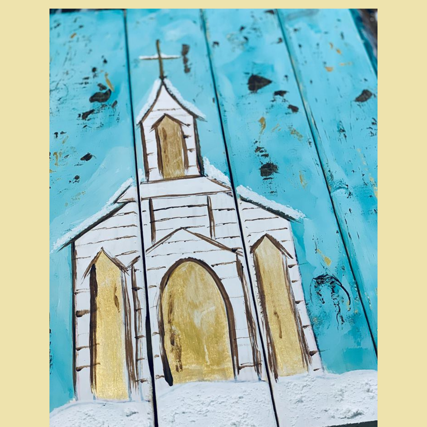 Winter Chapel Complete Paint Night Art Party Kits for at Home Paint and Sip