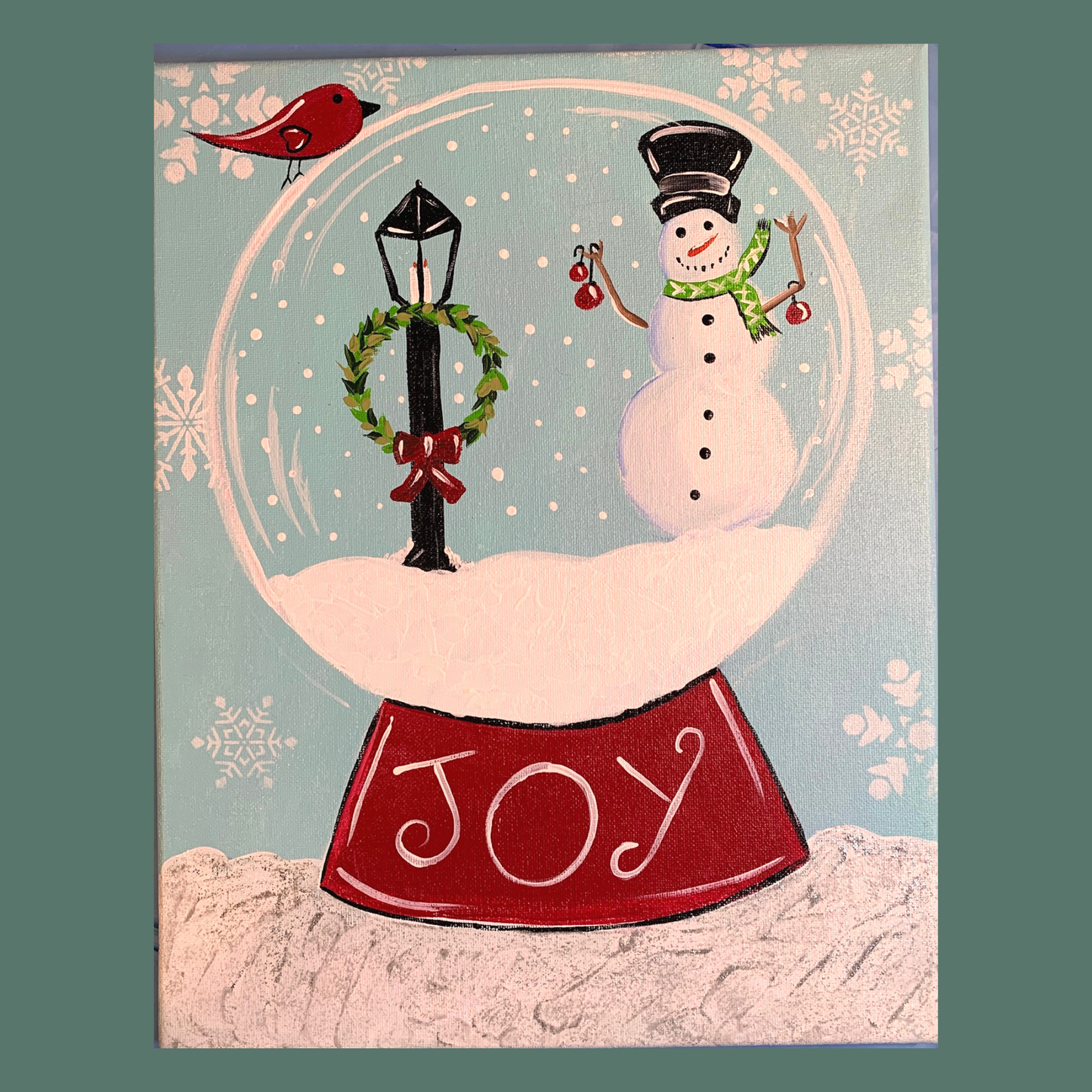 Snow Globe Snowman Scene Art Party Kit! At Home Paint Party Supplies! Beginner Friendly!