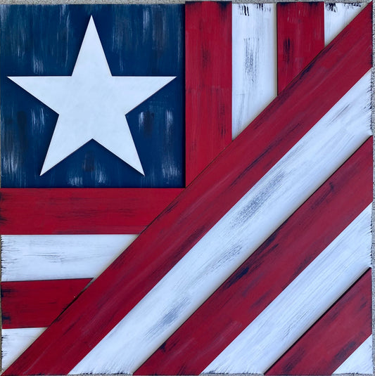 In Person Paint Night: Red, White & Blue 3D Barn Square