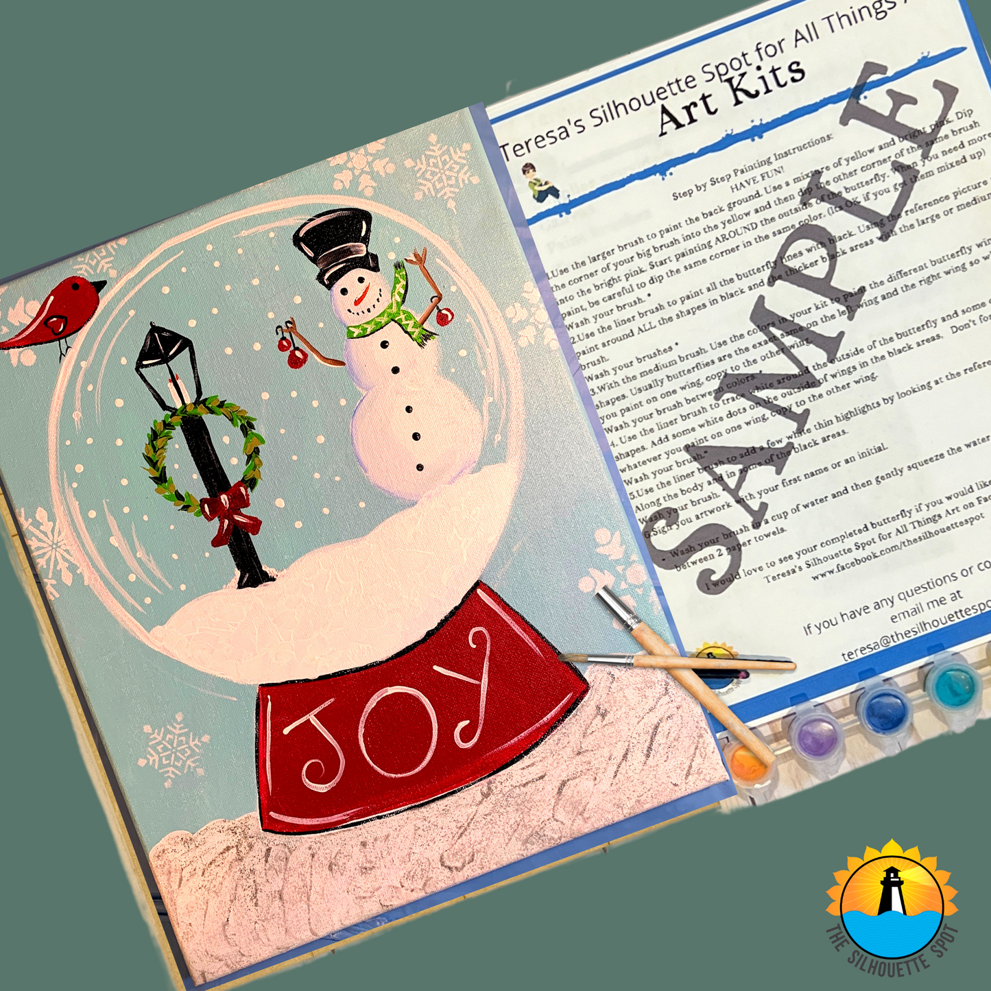 Snow Globe Snowman Scene Art Party Kit! At Home Paint Party Supplies! Beginner Friendly!