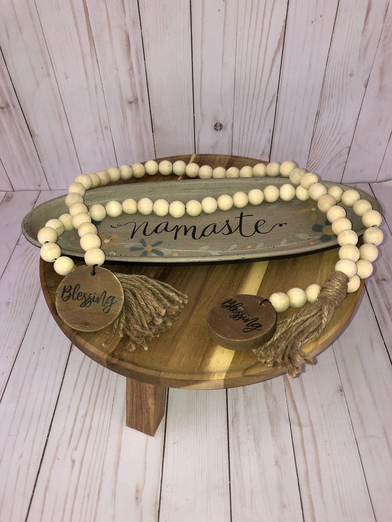 Namaste Oval Gray Trinket Tray