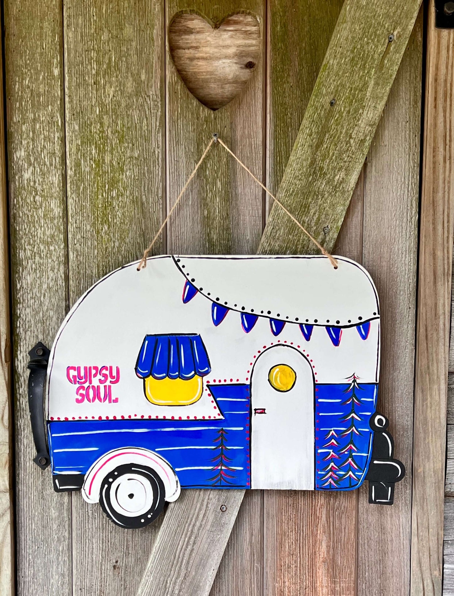 Camper Wood Door Hanger Sign in Wood